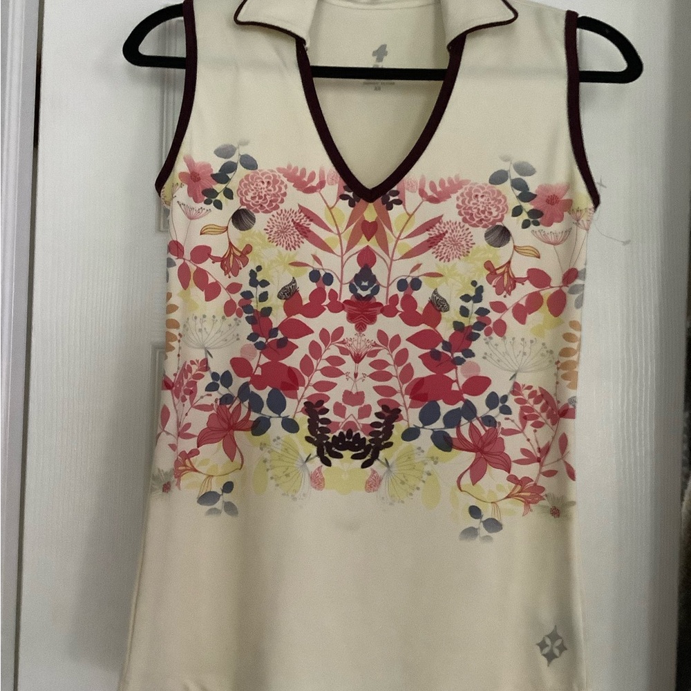 Jofit Cream Floral Tank Top with Multicolor Accents